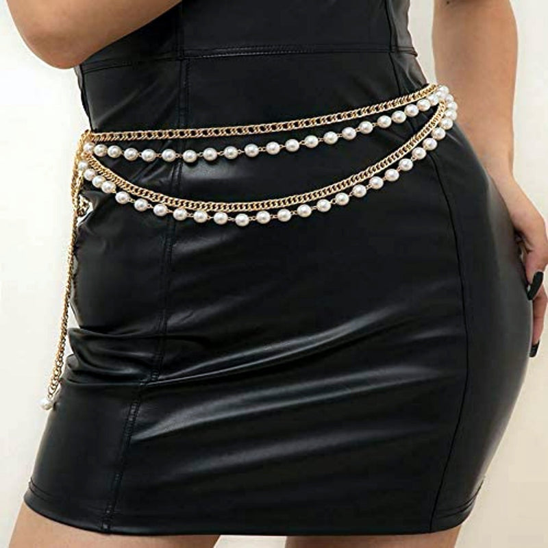 Women Pearl Waist Chain Women Sexy Gold Body Jewelry