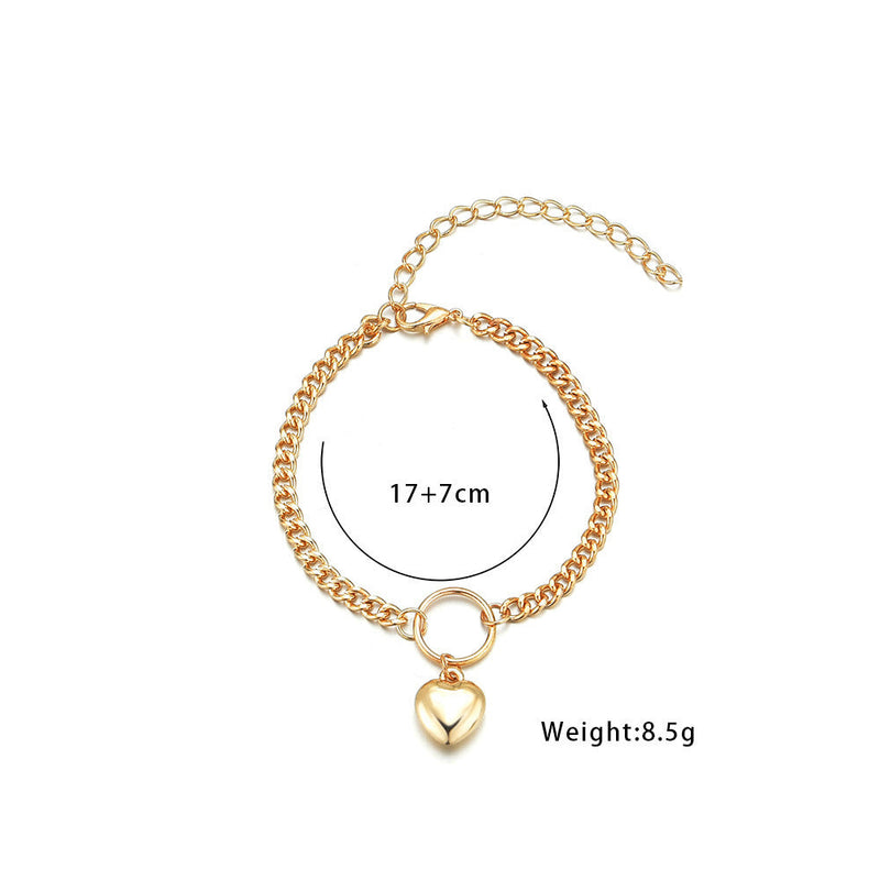 Punk Cuban Chain Heart Bracelet
