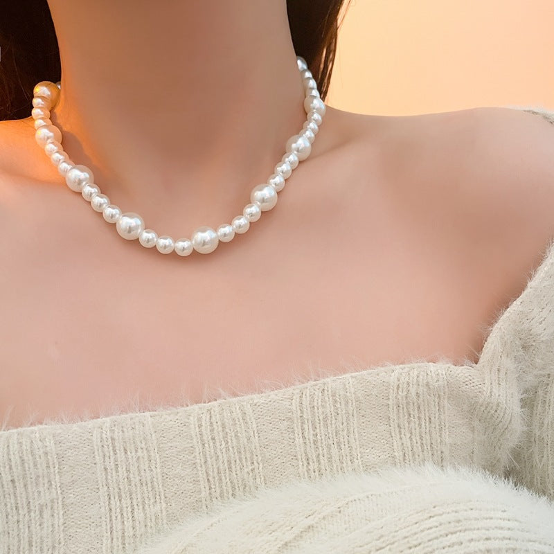 Chain Handmade White Multi-Layer Pearl Wedding Necklace