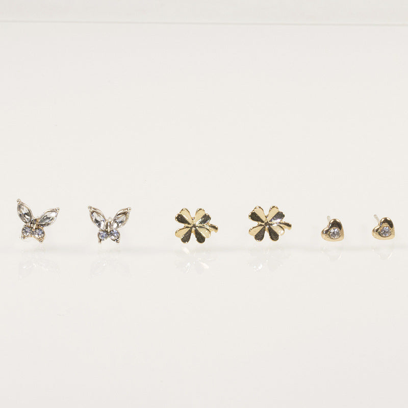 Butterfly stud earrings set