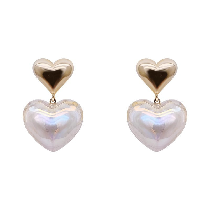 Double Heart Shape Stud Drop Earrings