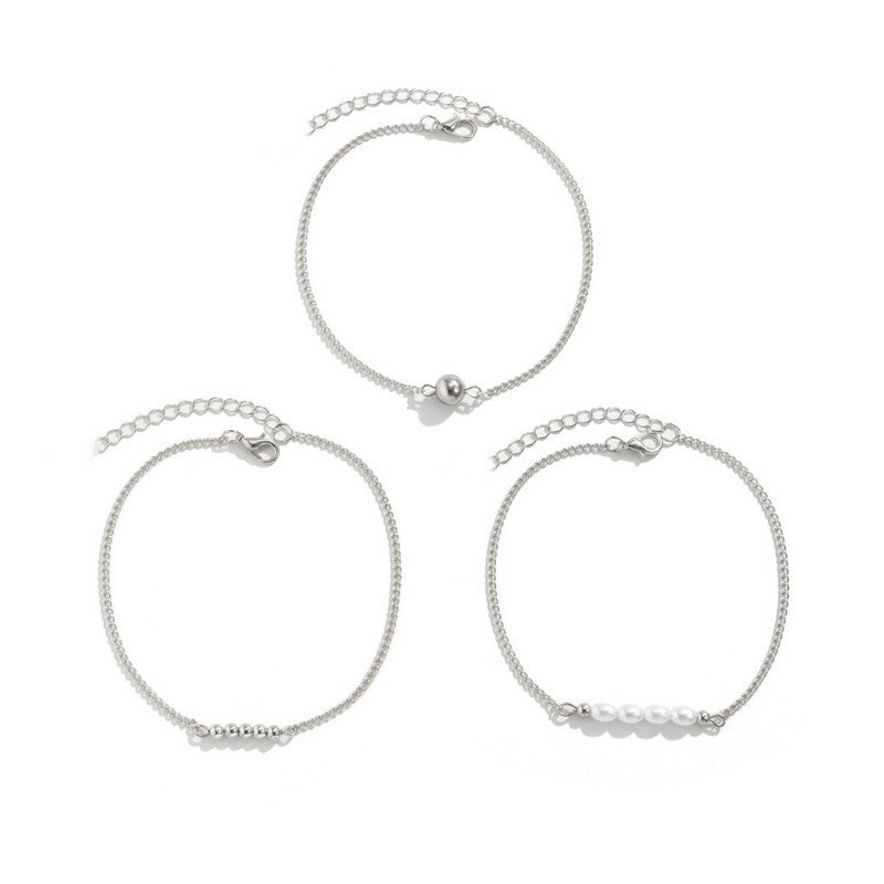 Layered Pearl Bead Anklets Jewelry