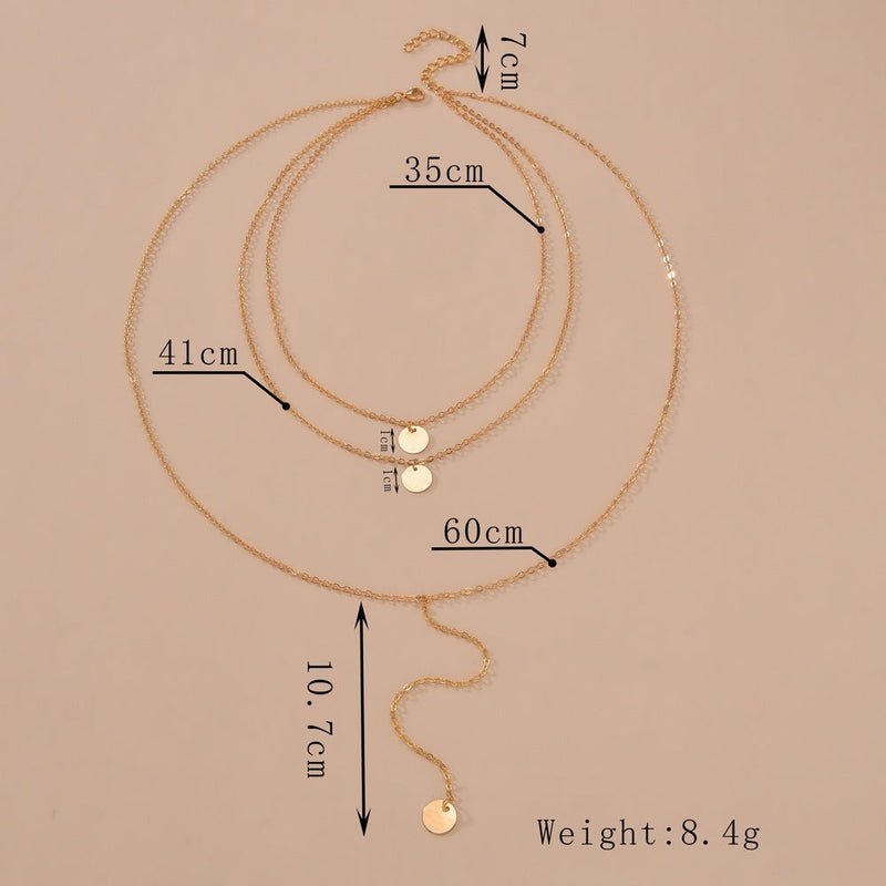 Coin Chain Pendant Sequins Multi Layers Necklaces
