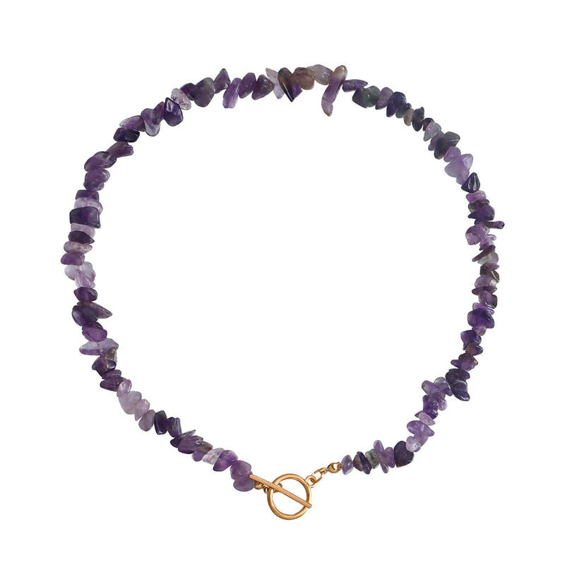 Natural Gravel Gemstone OT Buckle Necklace