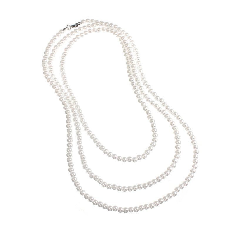 Layer Long Round Pearl Chain Pearl Necklace