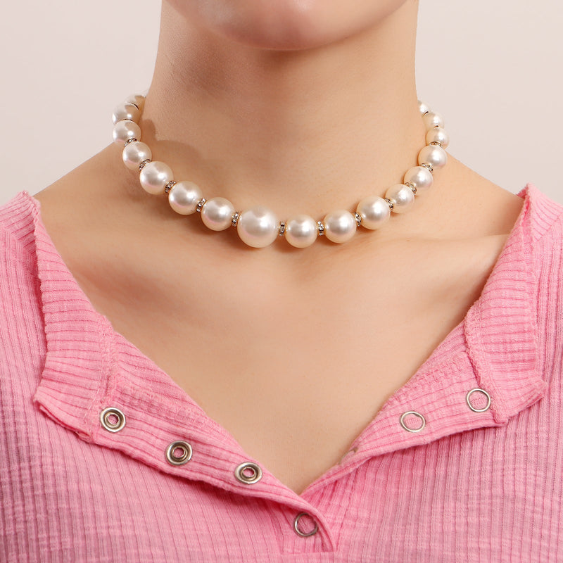 Handmade Big Chunky White Pearl Choker Necklace for Women
