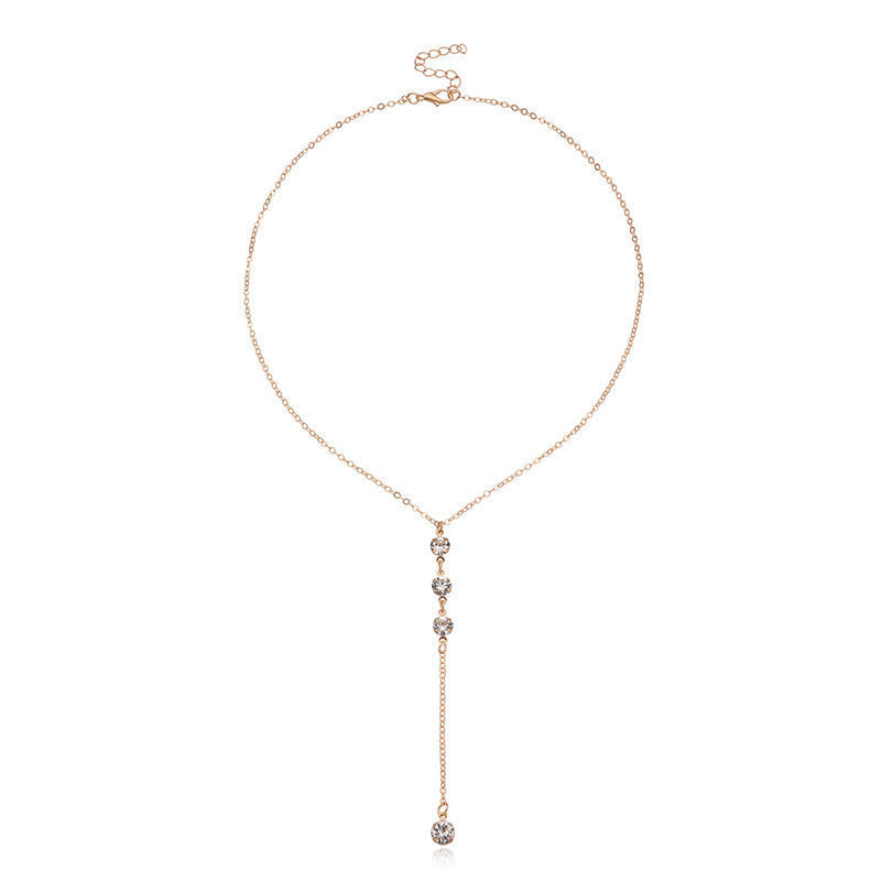 Rhinestone Chain Women Tassels Necklace