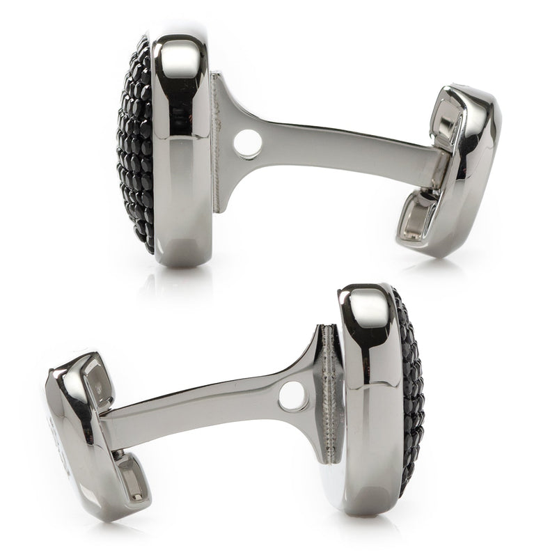 Stainless Steel Black Pave Crystal Cufflinks
