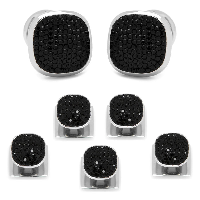 Stainless Steel Black Pave Crystal 5-Stud Set