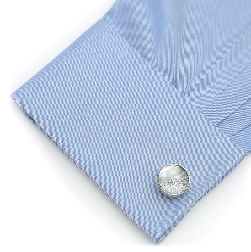 Mother of Pearl Floating Crystals Cufflinks
