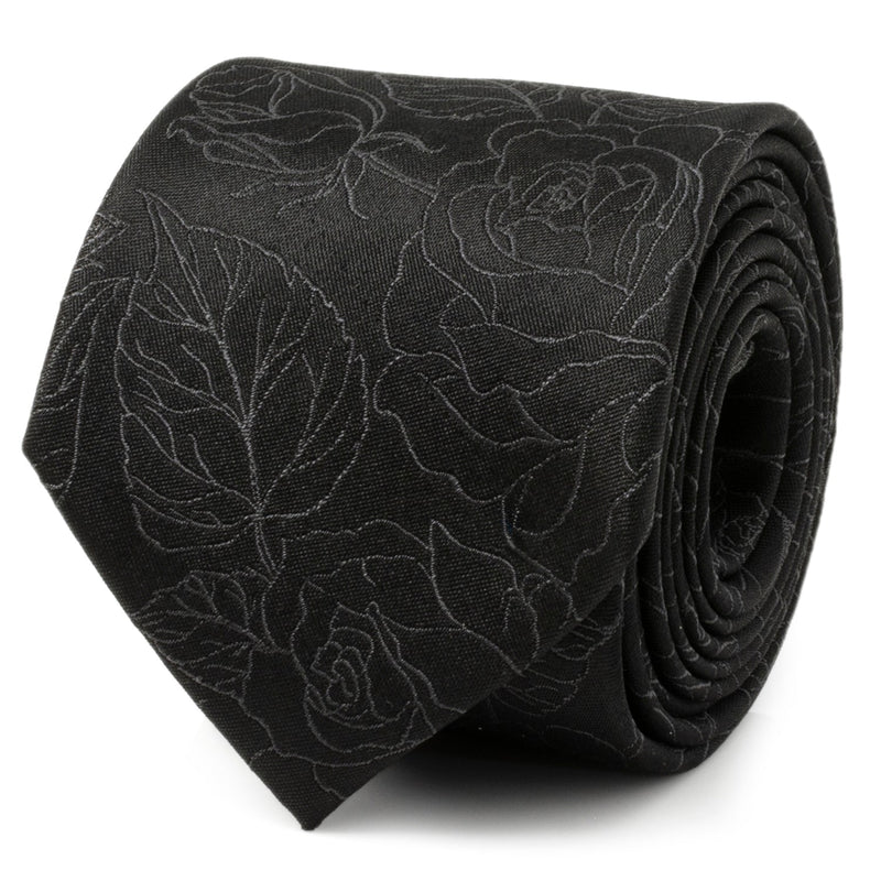 Black Floral Tie and Pocket Square Gift Set