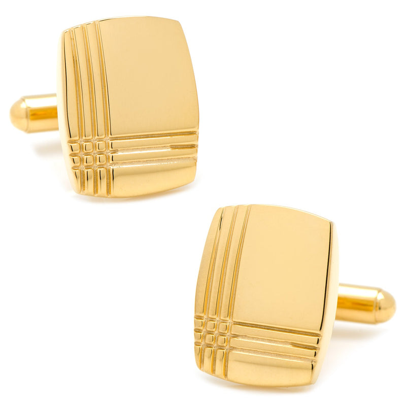 Sterling Silver Gold Tartan Plaid Cufflinks