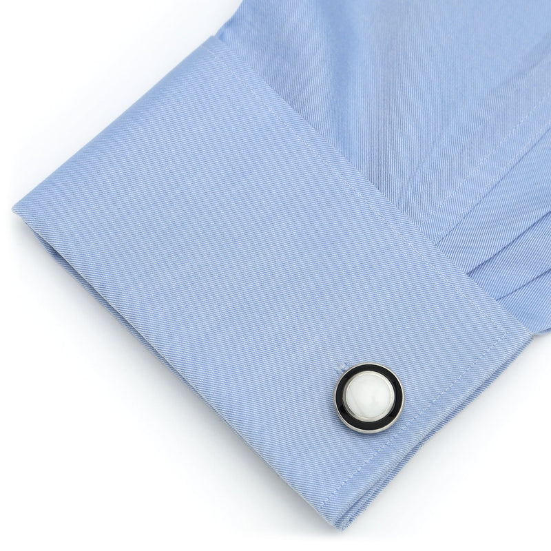 Jade with Onyx Ring Stainless Steel Cufflinks