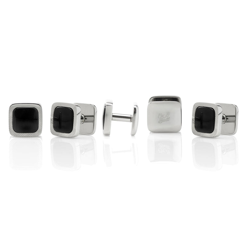 Onyx Cushion Stainless Steel 5-Stud Set