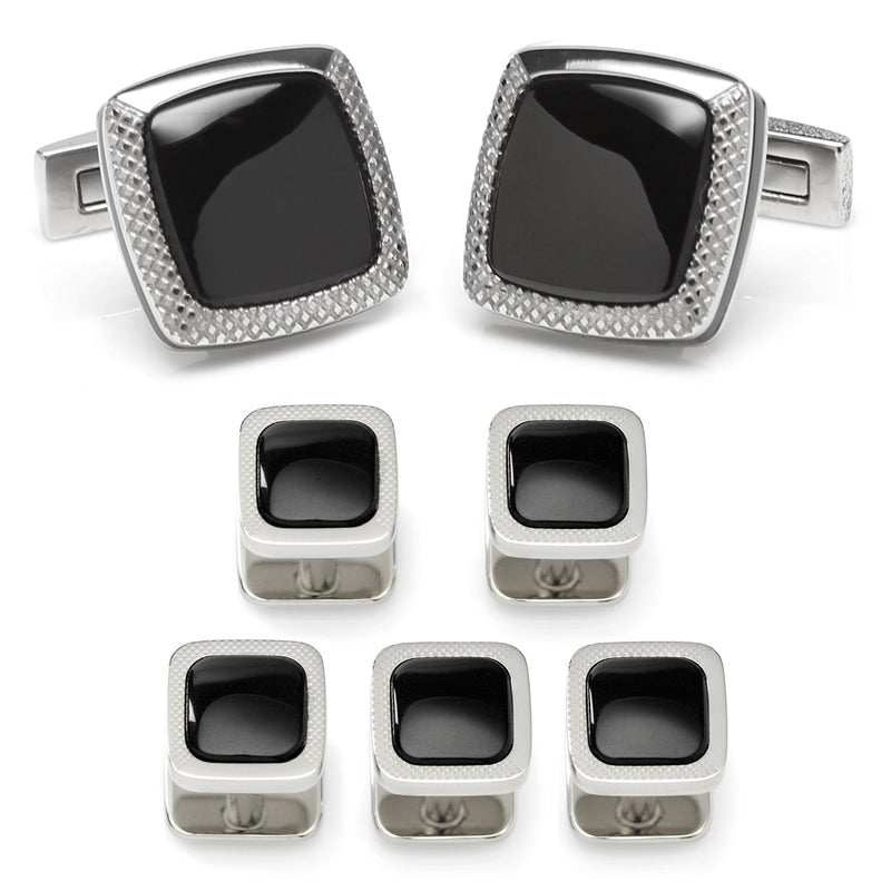 Onyx Cushion Stainless Steel 5-Stud Set