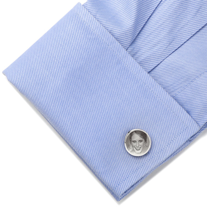 Custom Engraved Round Photo Cufflinks