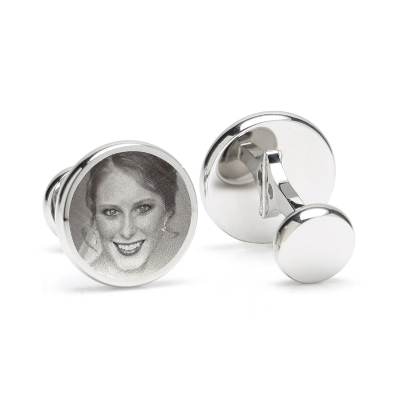 Custom Engraved Round Photo Cufflinks