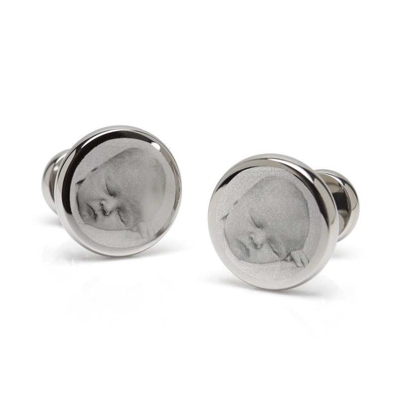 Custom Engraved Round Photo Cufflinks