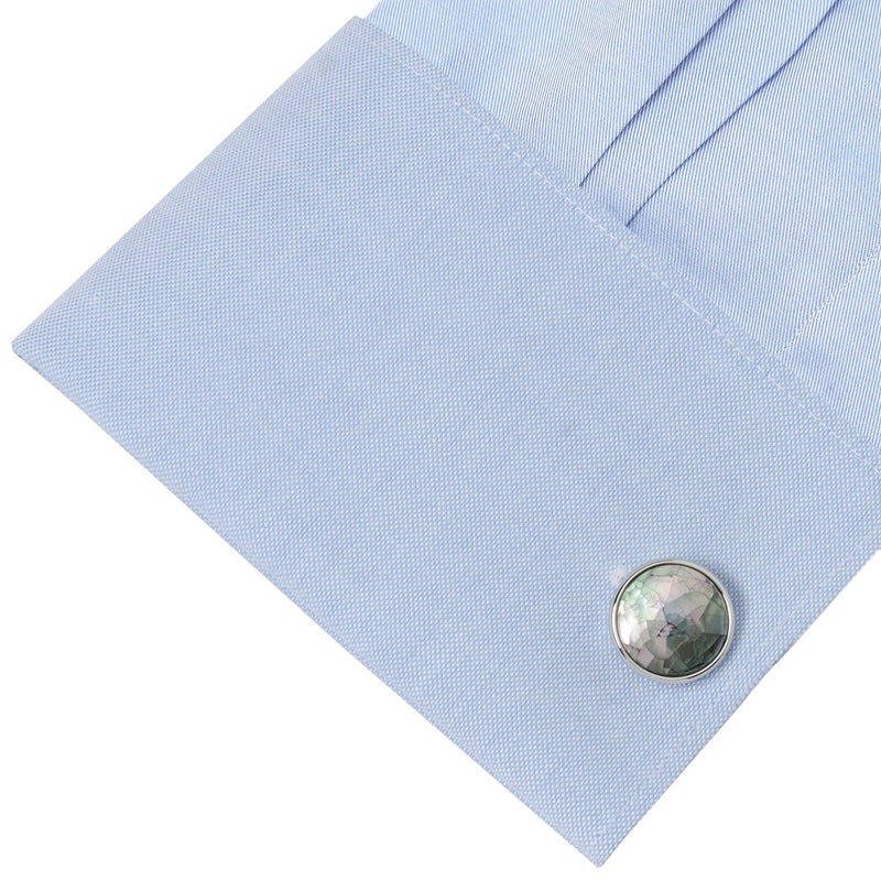 Sterling Mosaic Smoke Mother of Pearl Cufflinks