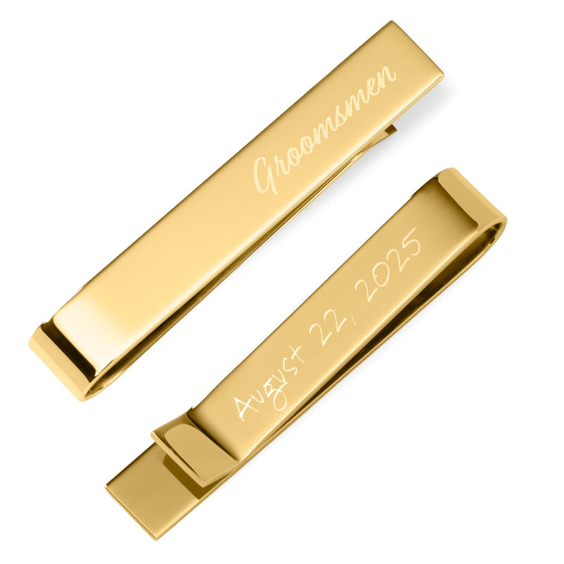 Wedding Title Engravable Gold Tie Bar