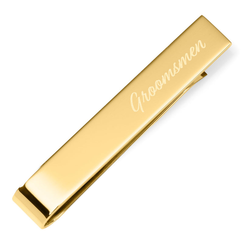 Wedding Title Engravable Gold Tie Bar