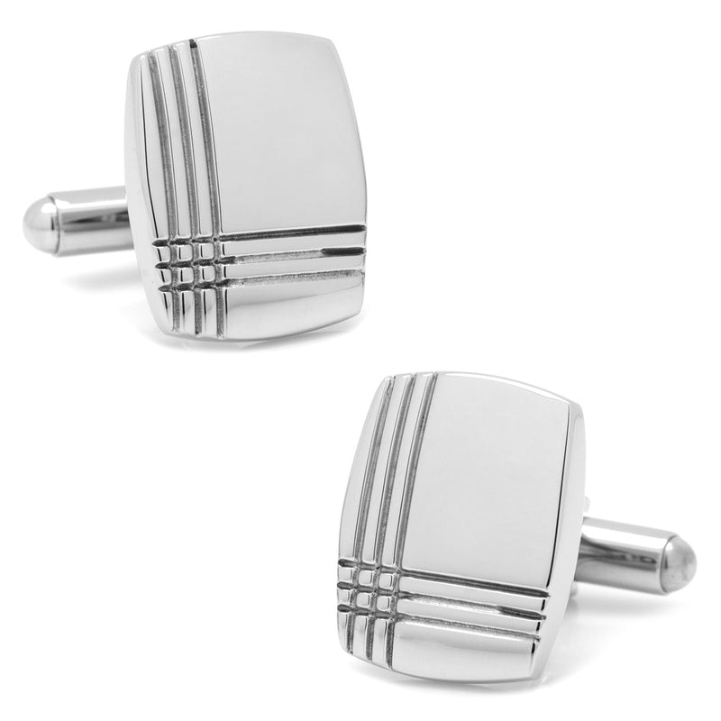 Sterling Silver Tartan Plaid Cufflinks