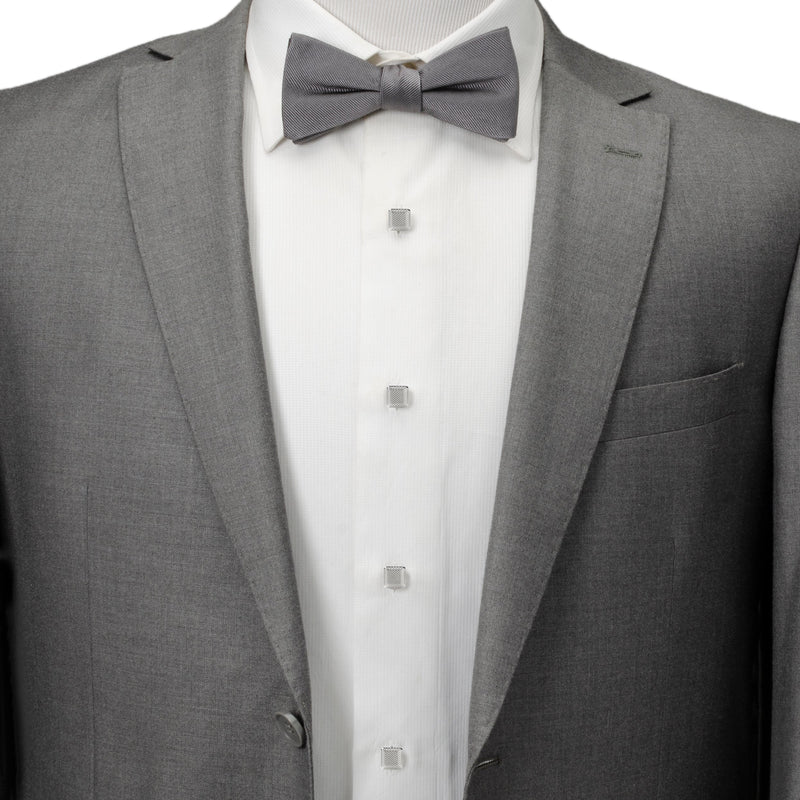 Silver Textured Square Studs