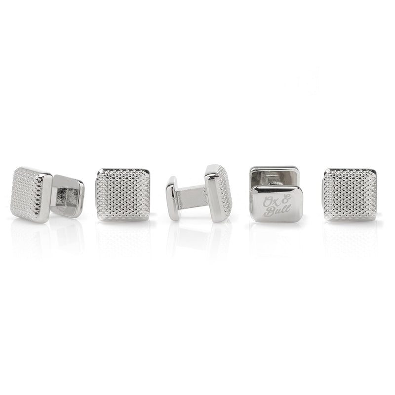 Silver Textured Square Studs