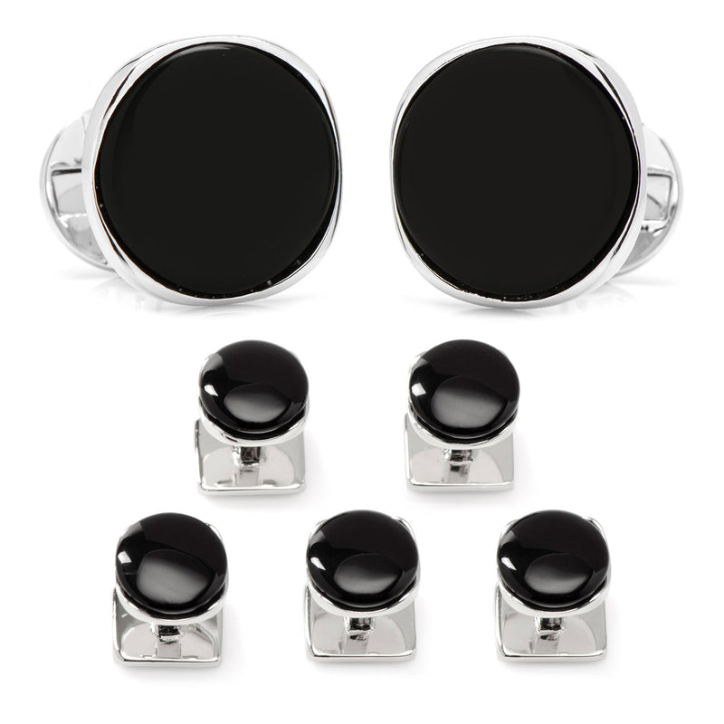 Sterling Silver Classic Formal Onyx 5-Stud Set