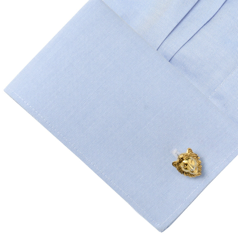 Gold Plated Sterling Lion Head Cufflinks
