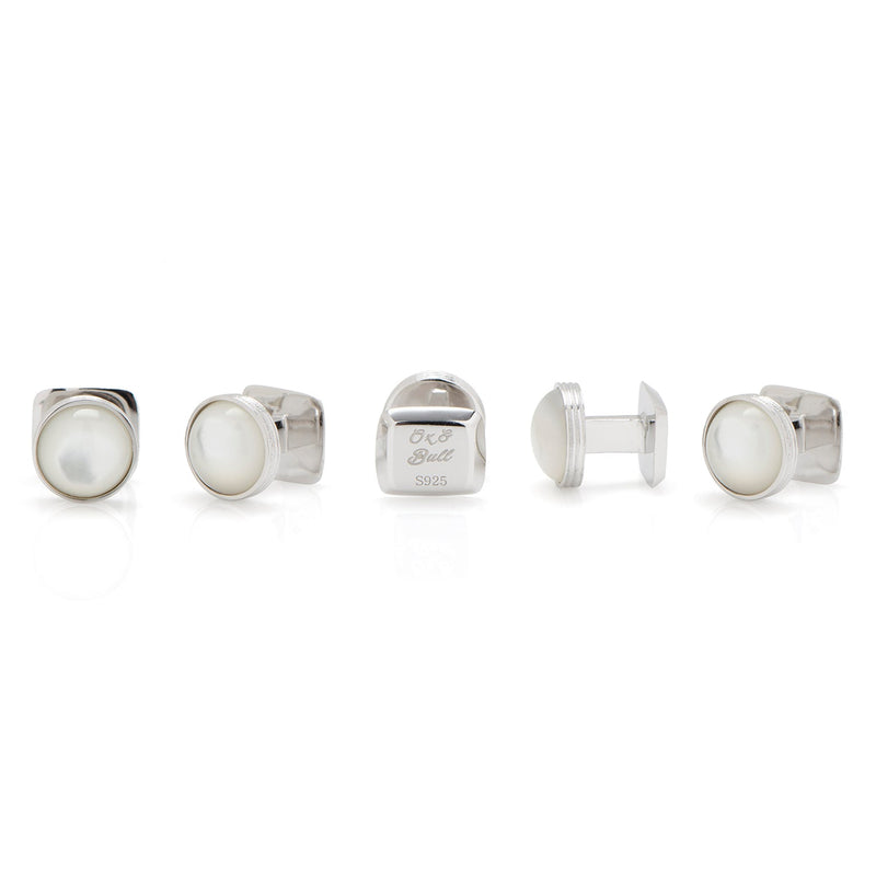 Sterling Silver Ribbed Mother of Pearl 5-Studs