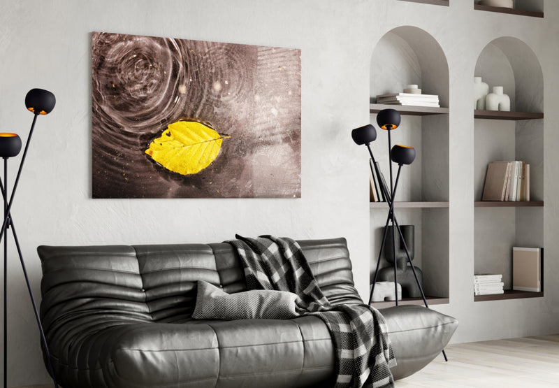 Yellow Leaf Glass Wall Art