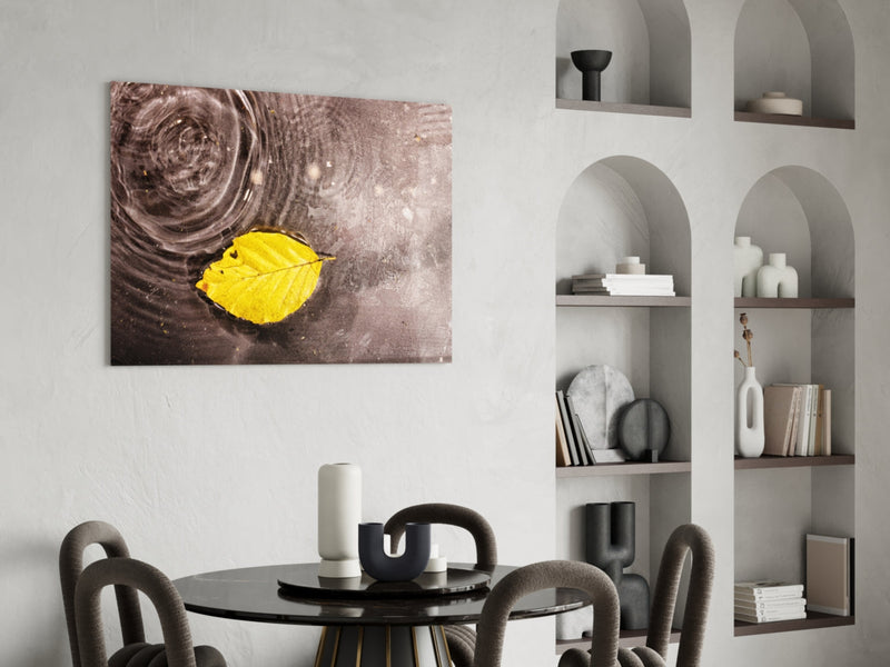 Yellow Leaf Glass Wall Art