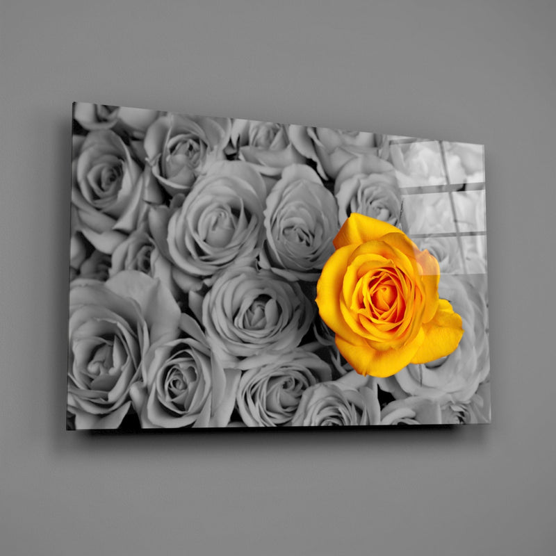 Yellow Rose Glass Wall Art