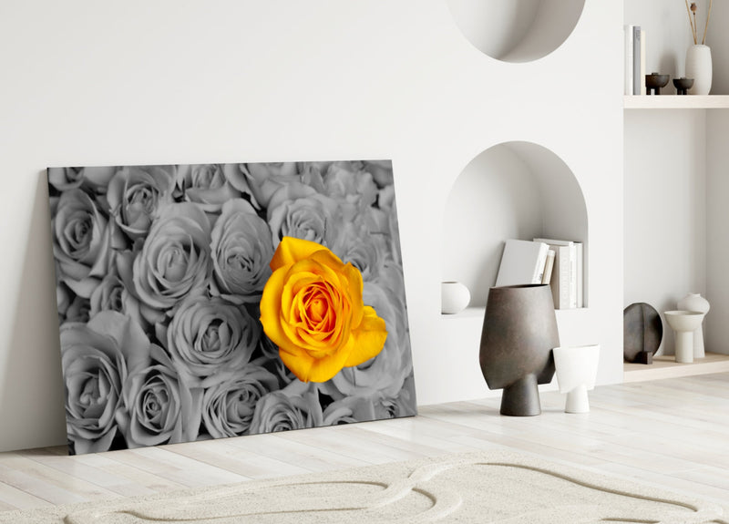 Yellow Rose Glass Wall Art