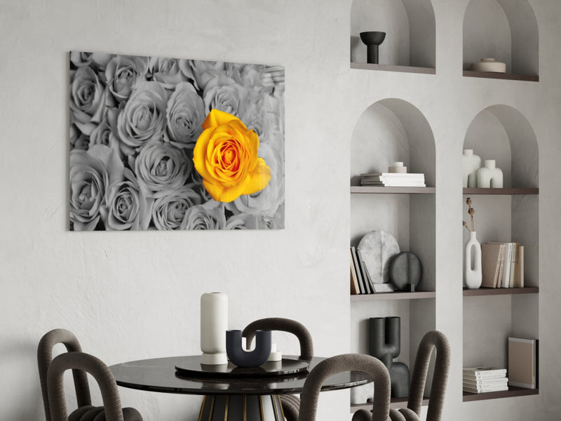Yellow Rose Glass Wall Art