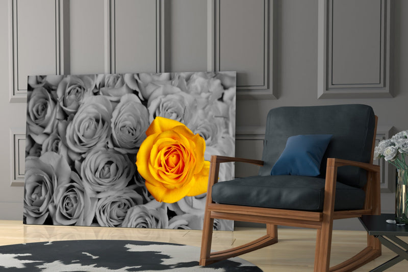 Yellow Rose Glass Wall Art