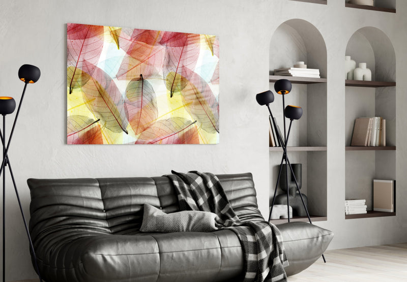 Colorful Leaves Glass Wall Art