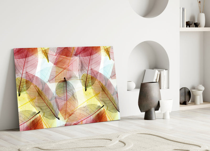 Colorful Leaves Glass Wall Art