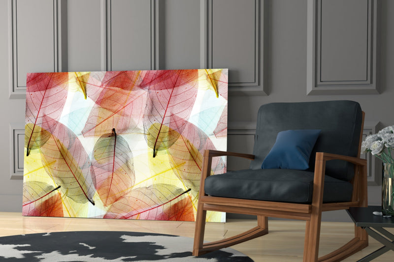 Colorful Leaves Glass Wall Art