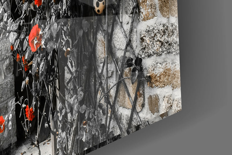 Red Rose Glass Wall Art