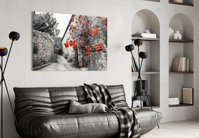 Red Rose Glass Wall Art