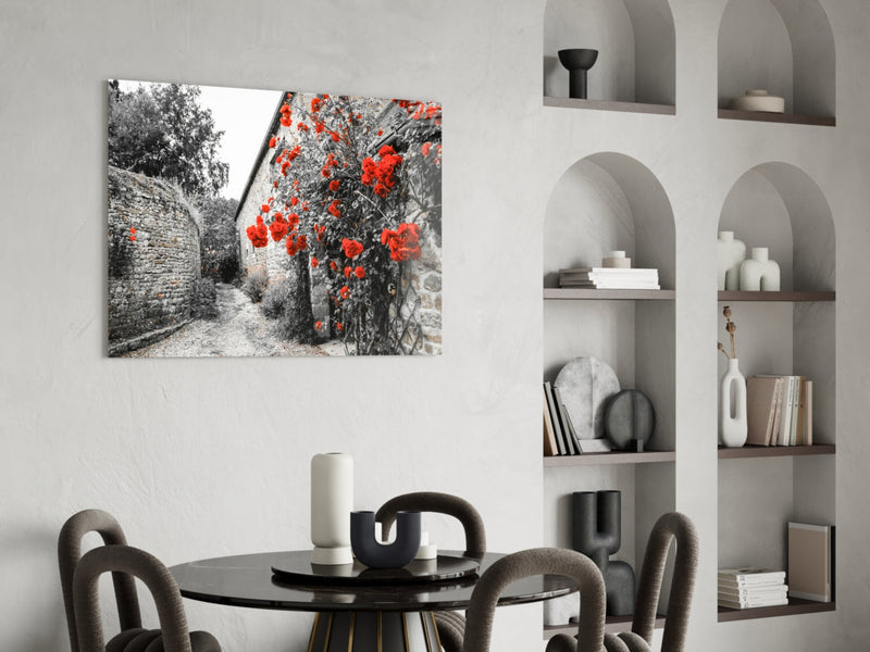 Red Rose Glass Wall Art