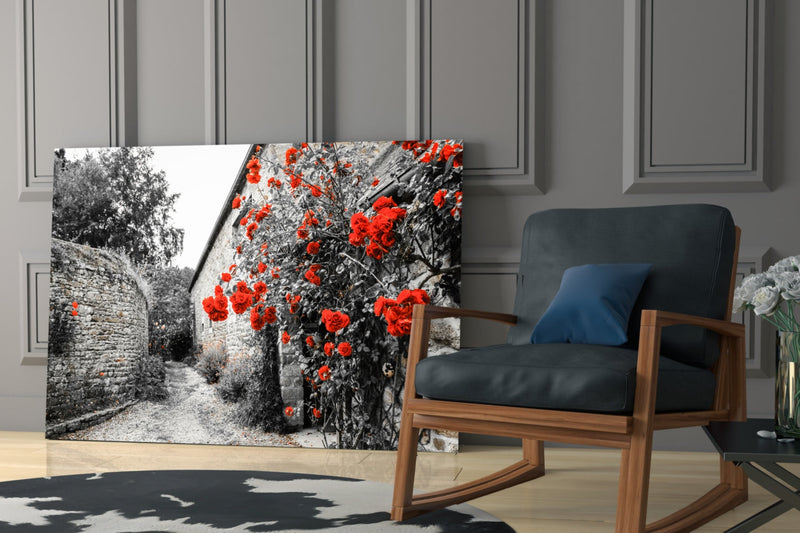 Red Rose Glass Wall Art