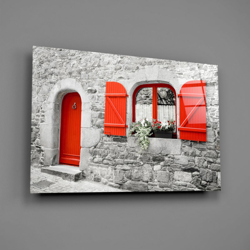 Red Door Glass Wall Art
