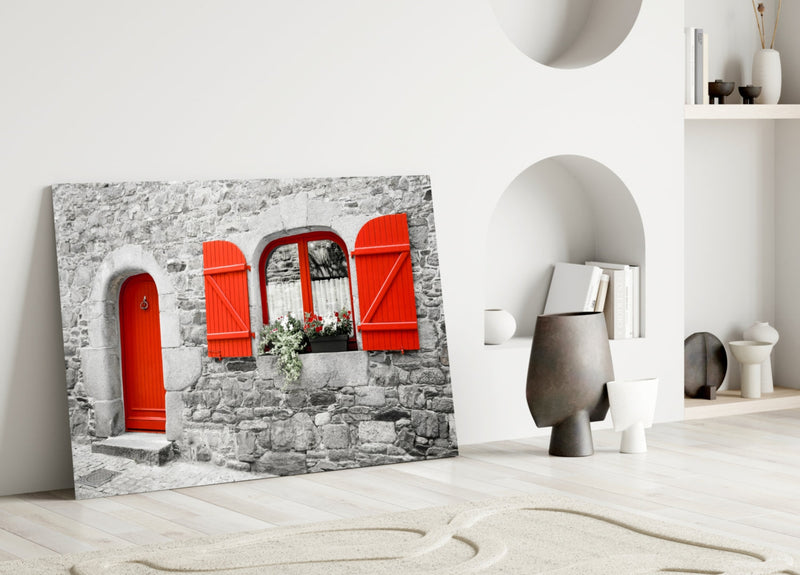 Red Door Glass Wall Art