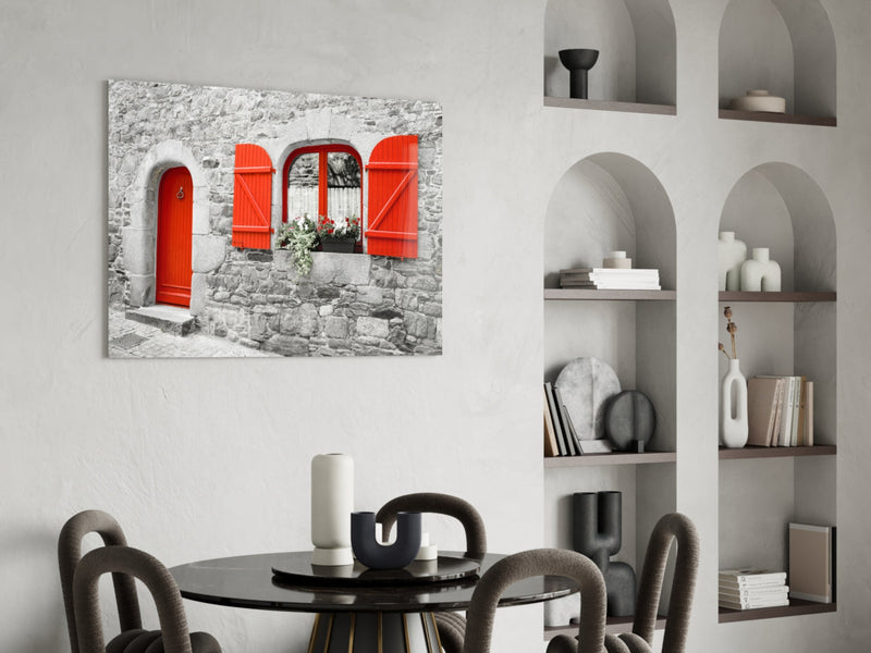 Red Door Glass Wall Art