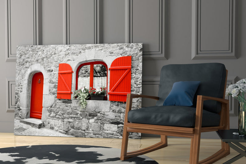 Red Door Glass Wall Art
