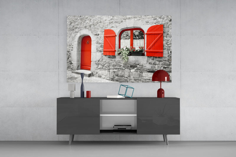 Red Door Glass Wall Art