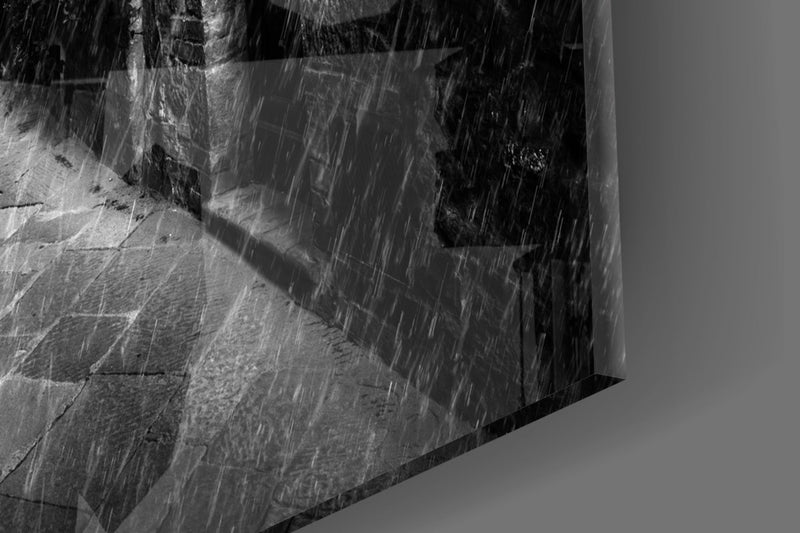 Red Umbrellas Glass Wall Art